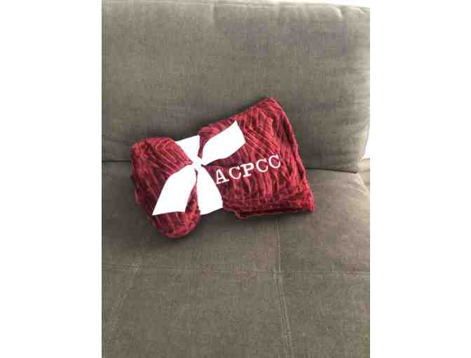 Snuggly Fleece Blanket, customized with ACPCC logo