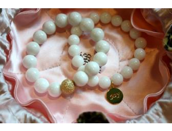 Dee Berkley White Jade Set Bracelet