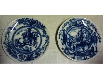 Two Blue Porcelain Russian Commemorative Plates