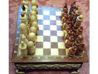 Handcarved Russian Miniature Chess Set