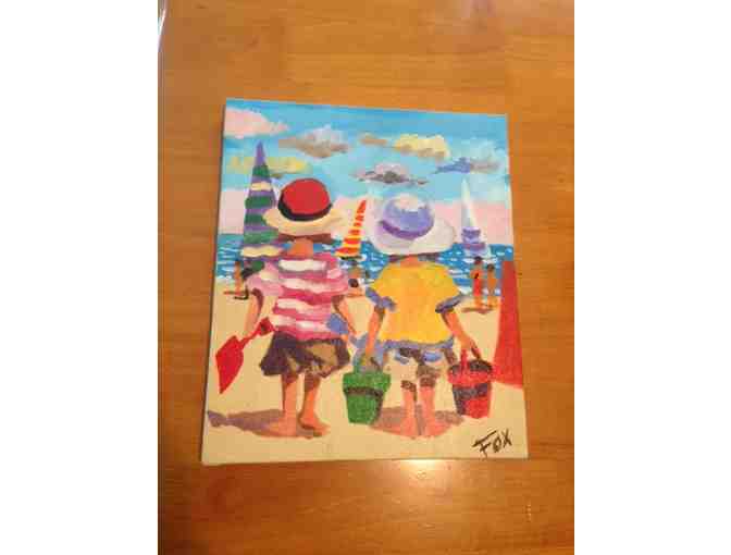 'Two Toddlers at the Beach' Original Painting by Narberth, PA Artist, David Fox