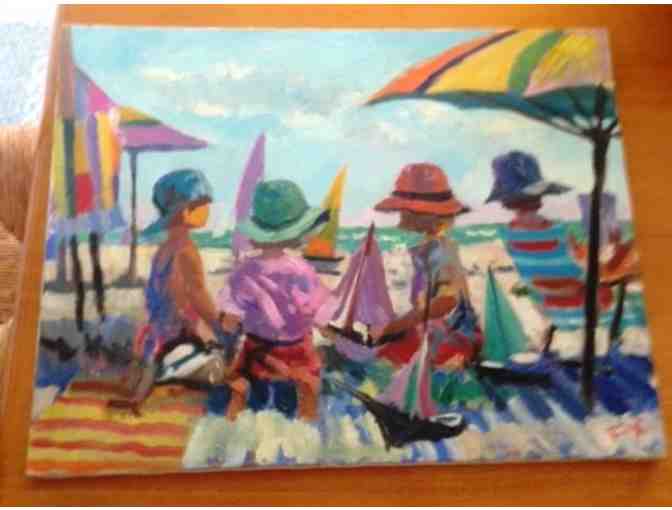 'Children at the Beach' Original Painting by Narberth, PA Artist, David Fox