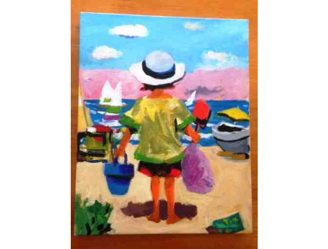'Toddler on the Beach' Original Painting by Narberth, PA Artist, David Fox