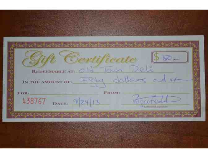 $50 Old Town Deli Gift Certificate