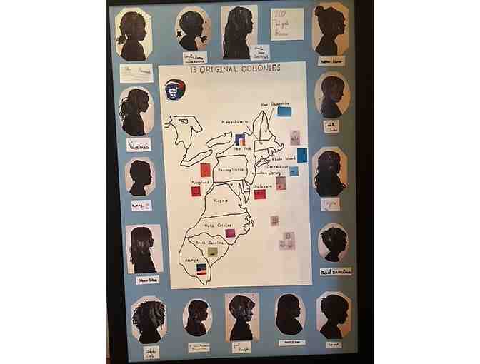Third Grade Class Art: Multi-media Map of Thirteen Original Colonies (Third Brimmer)