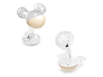 3D Silver Mother of Pearl Mickey Mouse Cufflinks