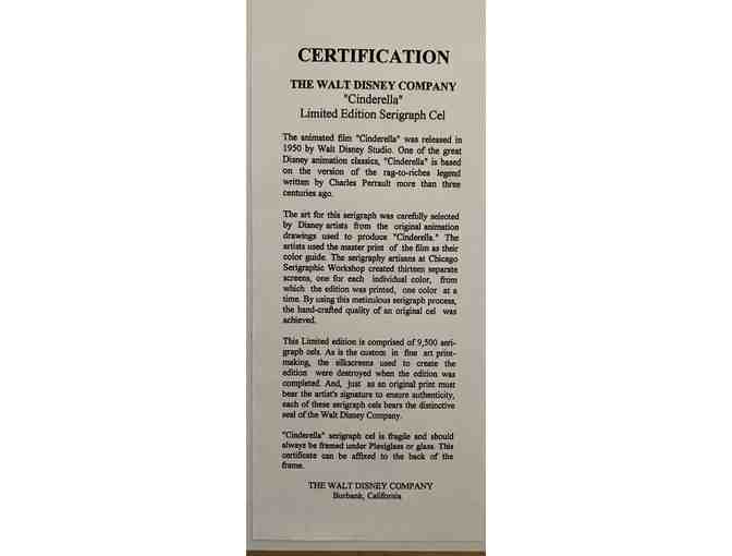 Limited Edition Serigraph Cel of 'Cinderella' Framed in White Wood with COA