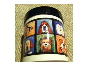 Whimsical Dog Stoneware Treat Jar and Bowl