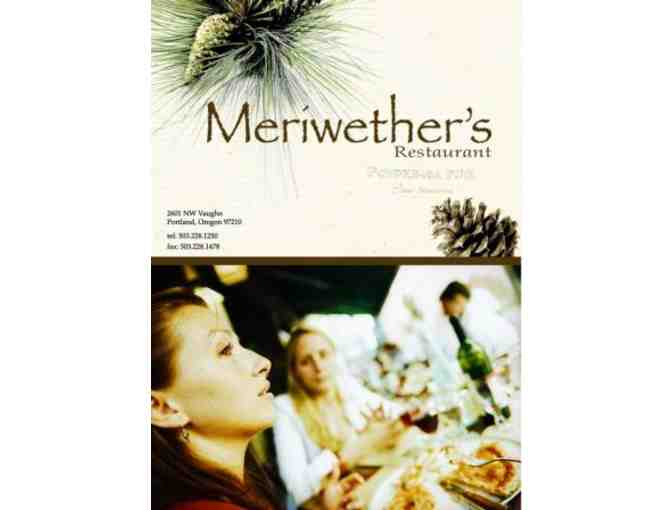 Meriwether's Restaurant $100 in Gift Cards