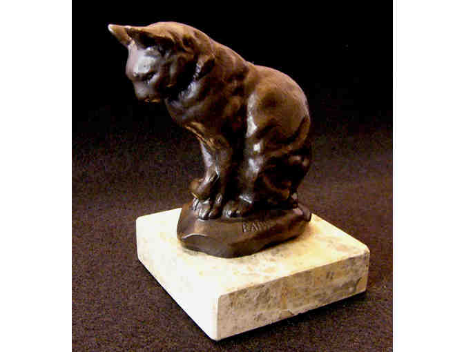 Bronze Sculpture of Seated Cat by Antoine-Louis Bayre