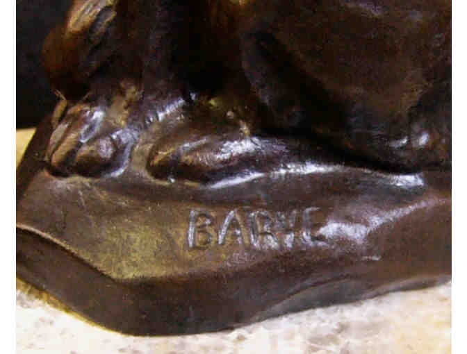 Bronze Sculpture of Seated Cat by Antoine-Louis Bayre