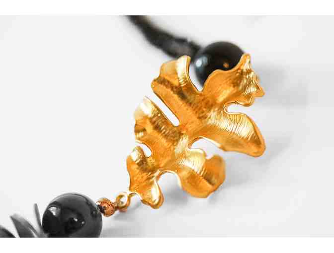 Black Onyx and Gold Necklace by Oya Elegant Gemstone Jewelry