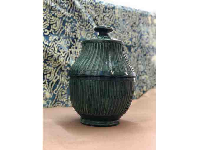 Green Vase: Raku Majolica