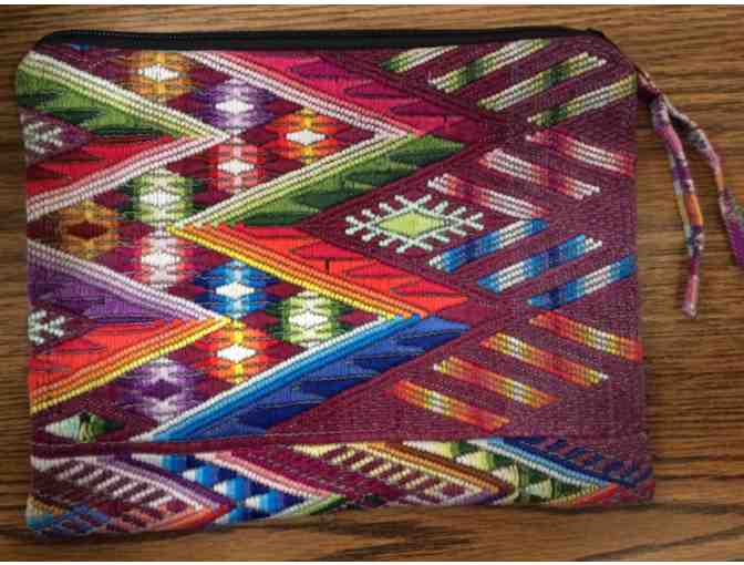 Guatemalan Embroidered Shoulder Bag with Huipil Zipper Cosmetic Bag