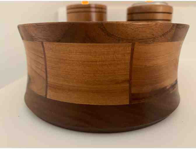 Handcrafted Wooden Bowl and Candle Holders