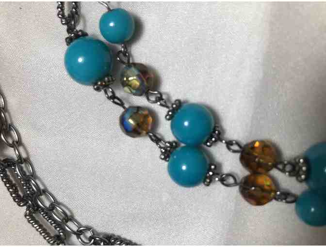 Turquoise and brown necklace and earrings