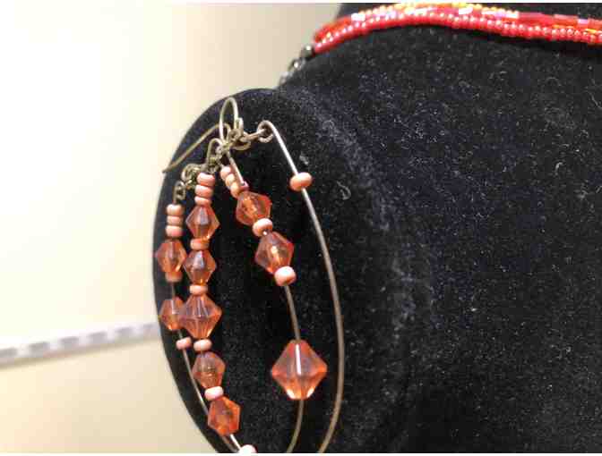Orange Rose Necklace and earrings