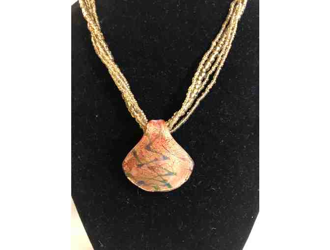 Brown tone acrylic and beaded necklace with earrings