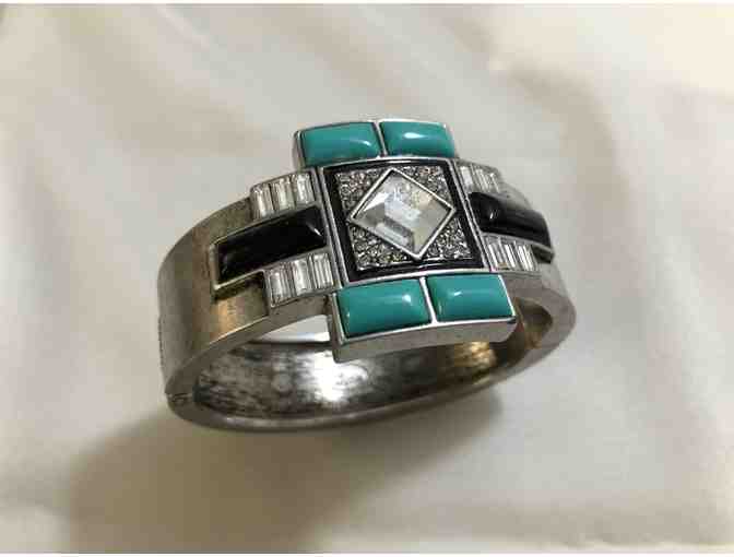 Lia Sophia Turquoise/black Silver tone bracelet