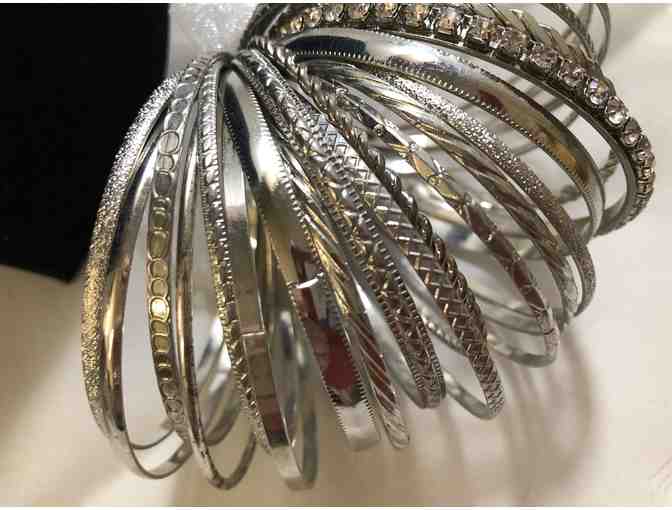 Silver Bangles - plain, bling and zirconia