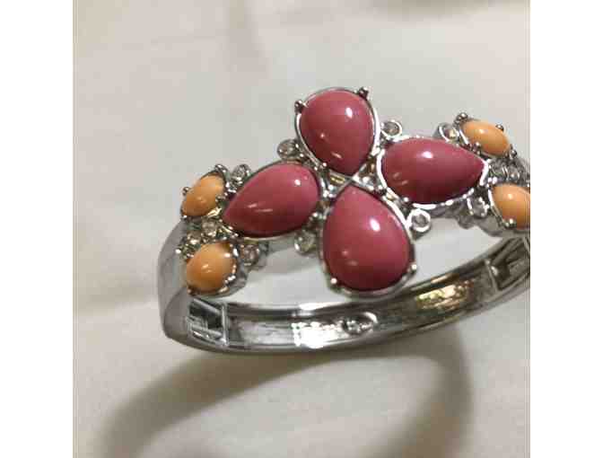 Expandable Bracelet, silver rose and orange