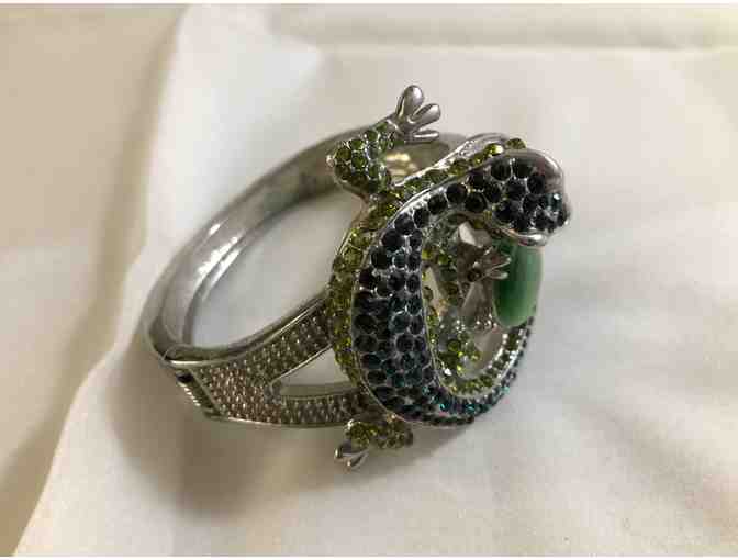 Gecko Statement Bracelet silver/green
