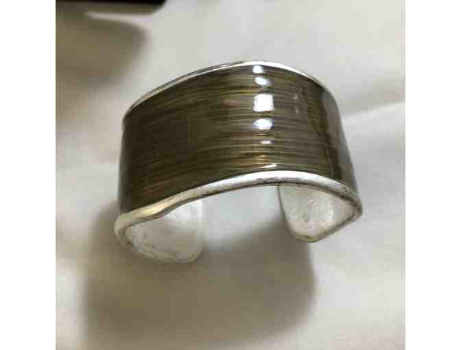 Cuff silver/brown bracelet