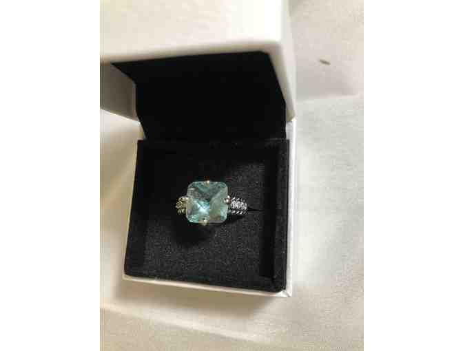 Lia Sophia Silvertone with cut crystal accents in aqua