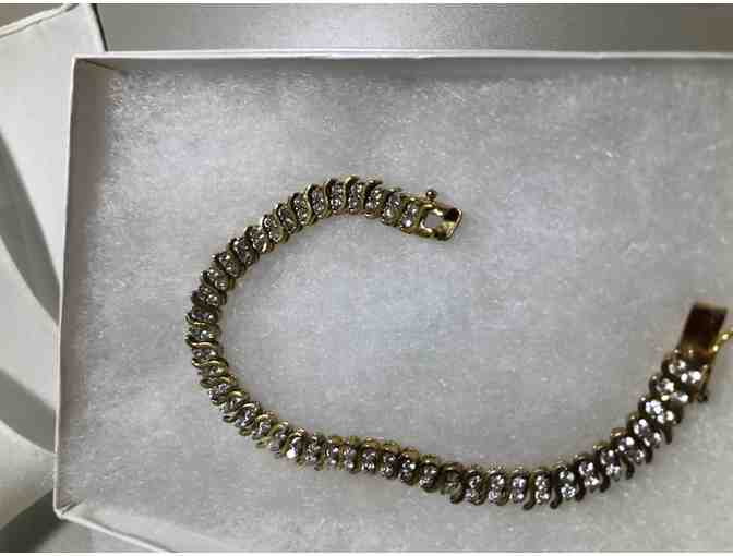 Golf Tone Tennis Bracelet with zirconia