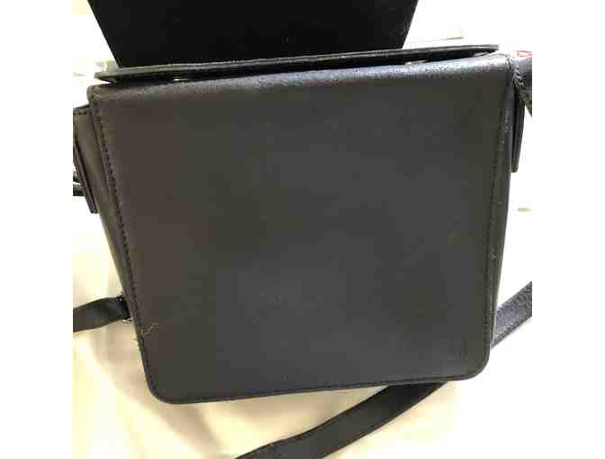 Black Leather Manfield Shoulder Purse