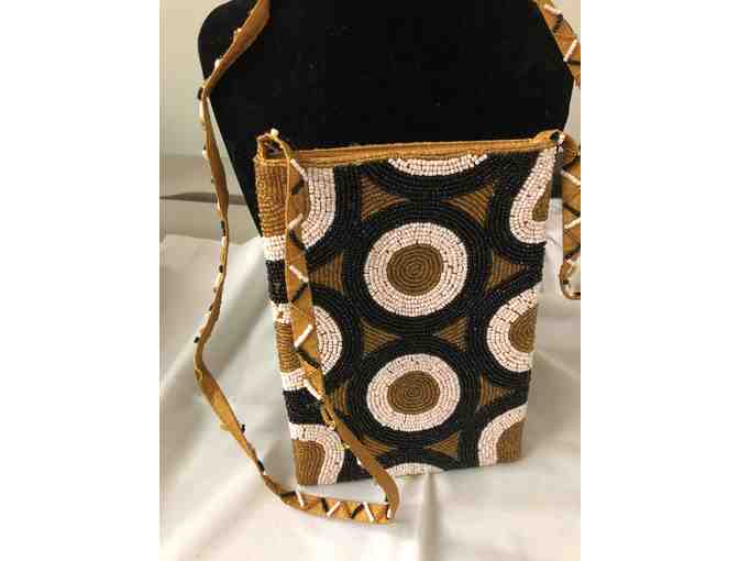 Beaded Gold/Black and Cream Evening Purse