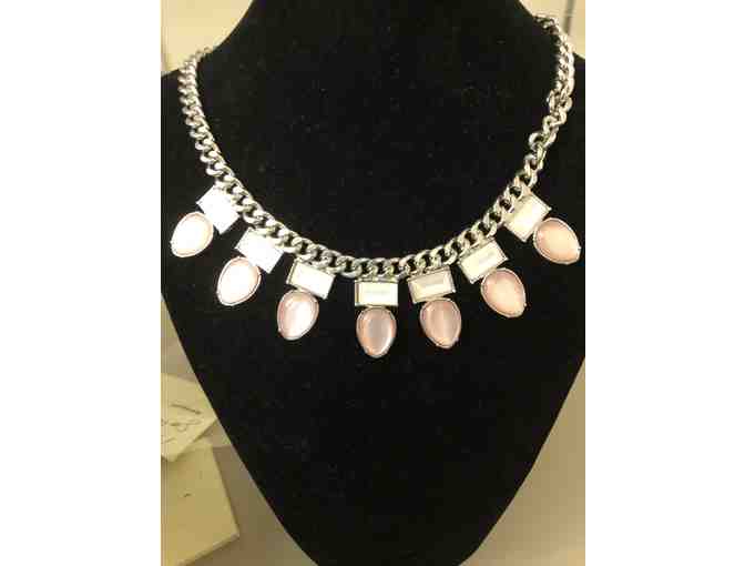 Silver-Tone large chain pink embellishment