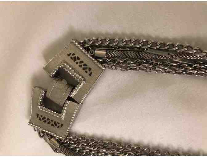 Antique silver look three strand chain necklace