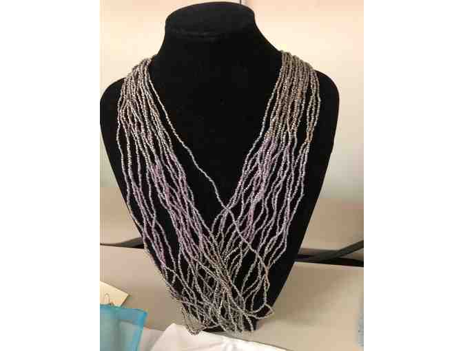 Lovely Multi Strand Mauve & Black Bead Set