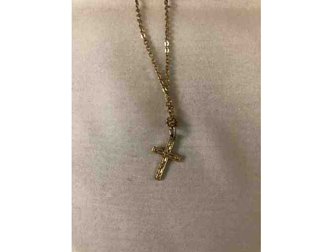 16' Gold Tone chain with Cross
