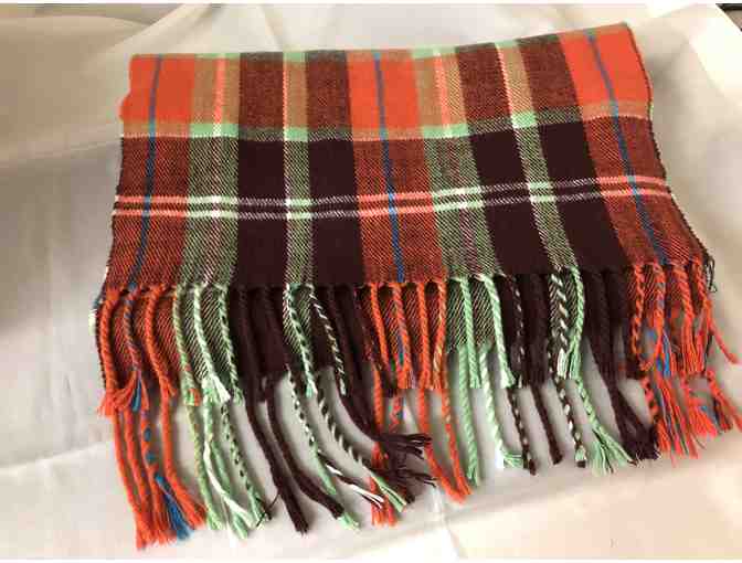 Orange/burgundy/green Plaid Scarf