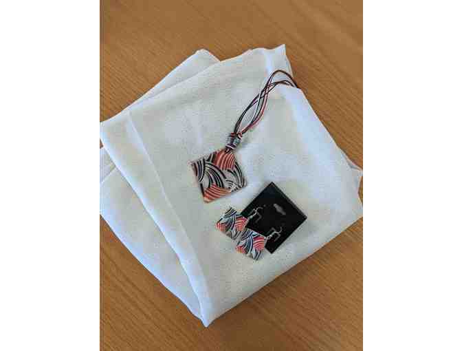 Scarf, Necklace and Earrings by Judy Joannou