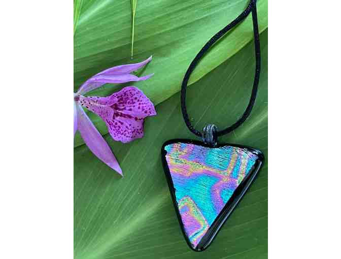 Iridescent Dichroic Art Glass Pendant & 2 Earring Sets by Lori Kizer, Kauai
