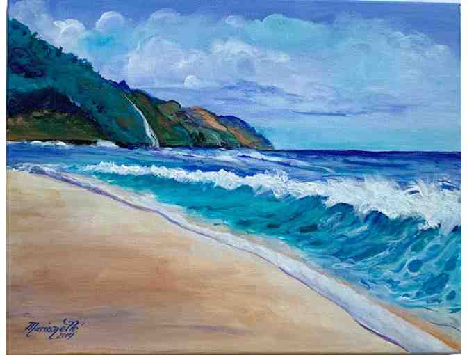 'A Walk on Ke'e Beach,' Original Acrylic by Marionette Taboniar, Kauai