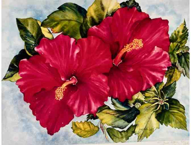 'Red Hibiscus' Giclee by Sheree Latif, Kauai