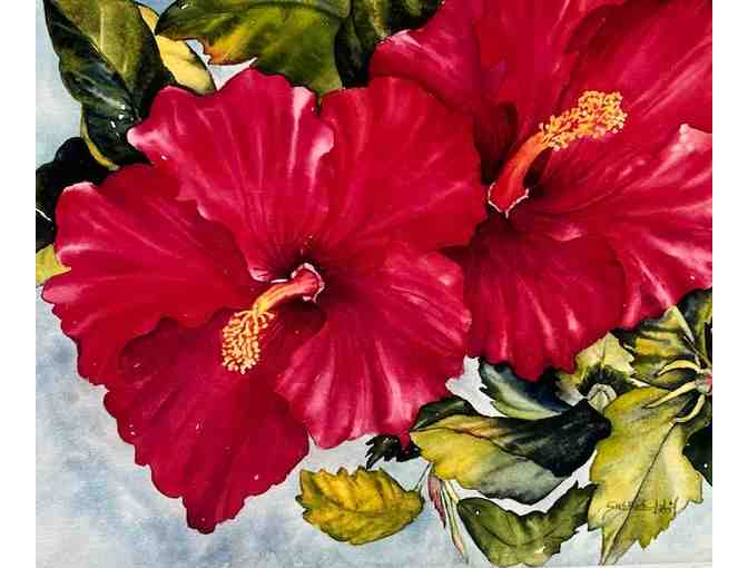 'Red Hibiscus' Giclee by Sheree Latif, Kauai