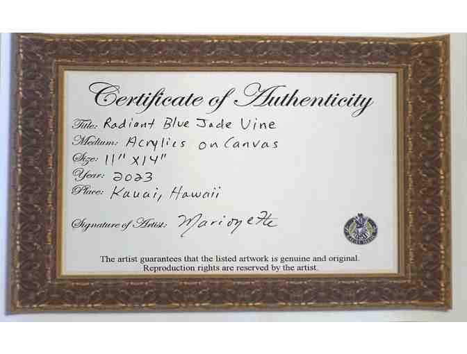 Original Acrylic Painting 'Radiant Blue Jade Vine' by Marionette Taboniar