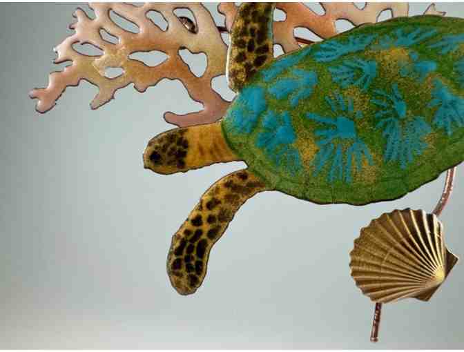 Handcrafted Glass and Metal Sea Turtle Sculpture by Kela's Glass