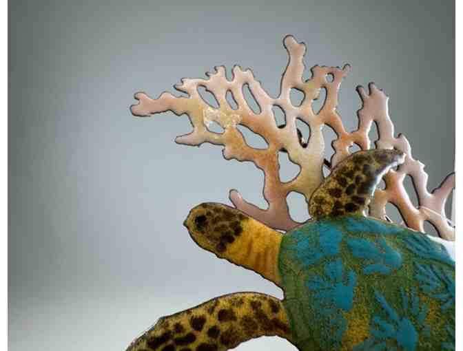 Handcrafted Glass and Metal Sea Turtle Sculpture by Kela's Glass