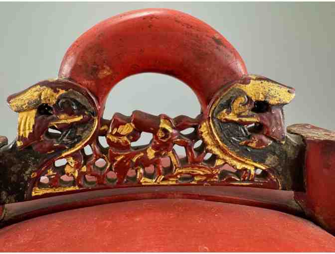 Red-Lacquered Antique Chinese Wedding Basket