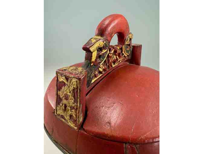 Red-Lacquered Antique Chinese Wedding Basket