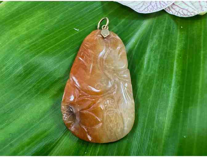 Red Jade Pendant with Gold Bail