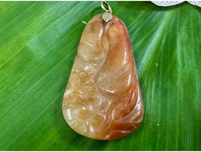 Red Jade Pendant with Gold Bail