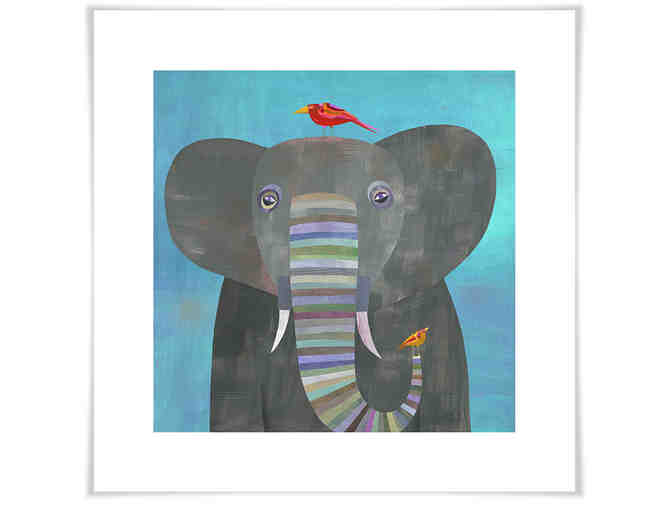 Colorful Elephant and Lion Wall Art - 14x14 Canvas
