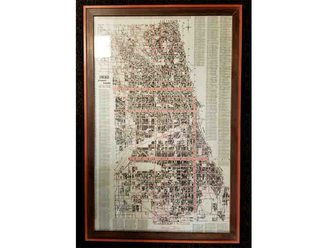 Vintage Chicago Street Map in Salvaged Wood Frame